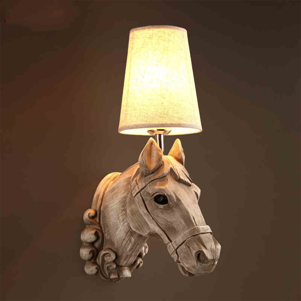 industrial vintage e27 led home decor horsehead resin wall lamp light fixtures bedroom reading room lighting bulb gift new