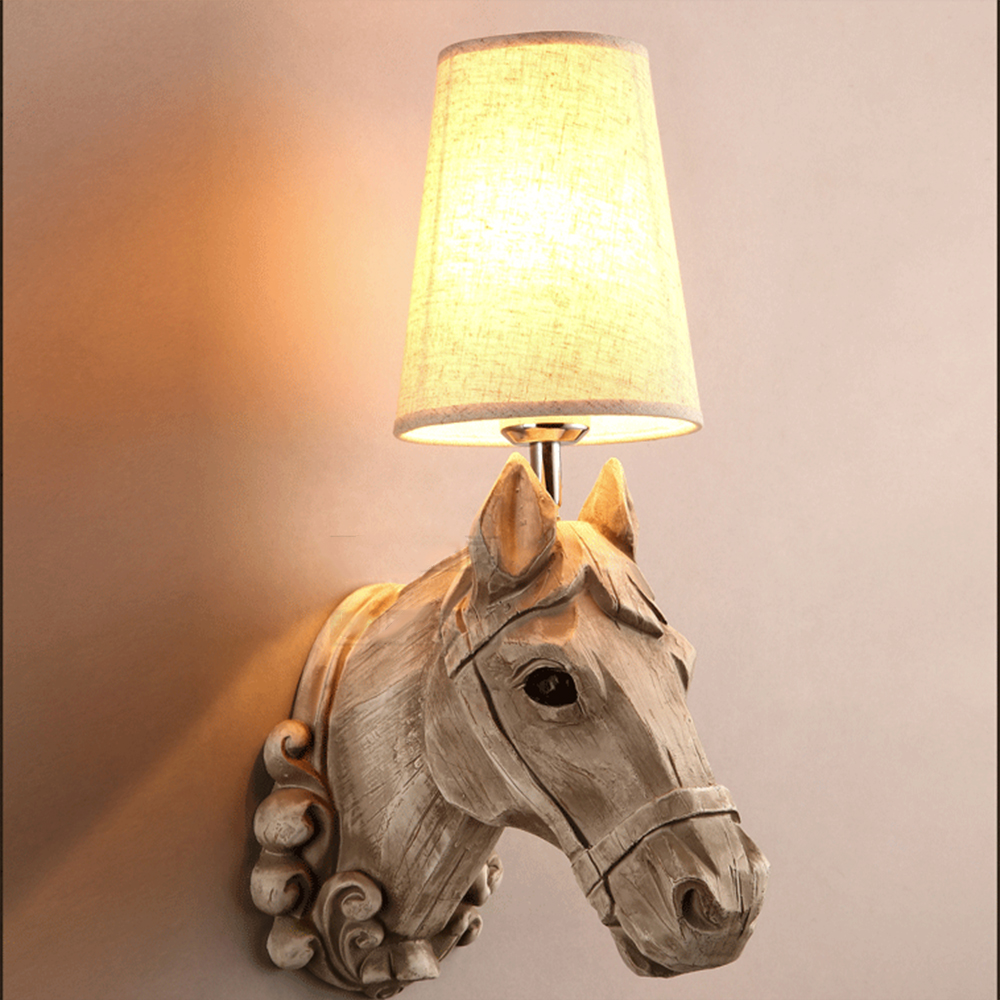 industrial vintage e27 led home decor horsehead resin wall lamp light fixtures bedroom reading room lighting bulb gift new