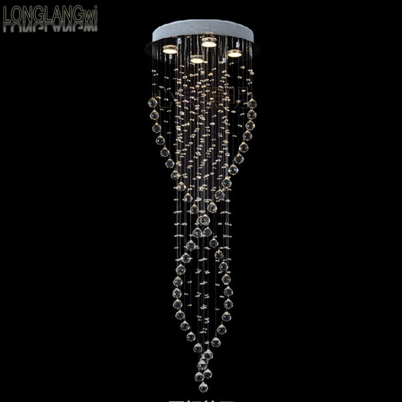 large modern led crystal chandeliers lights staircase penthouse villa stairs light led rotating parlor chandelier lightiing