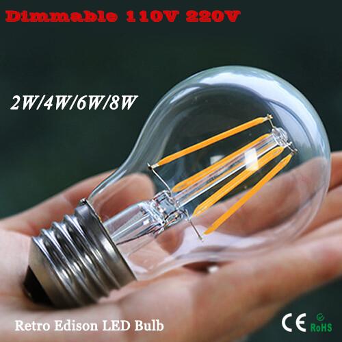 lastest antique retro edison incandescent led lamp ac220v 110v e27 2w 4w 6w 8w cob led filament glass bulb for art lighting dimm