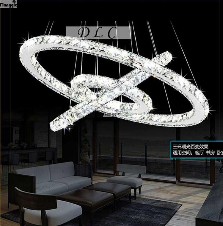 led crystal pendant light cystal pendant lamp led lighting modern lamp md8825-d700+500+300 68w ready stock