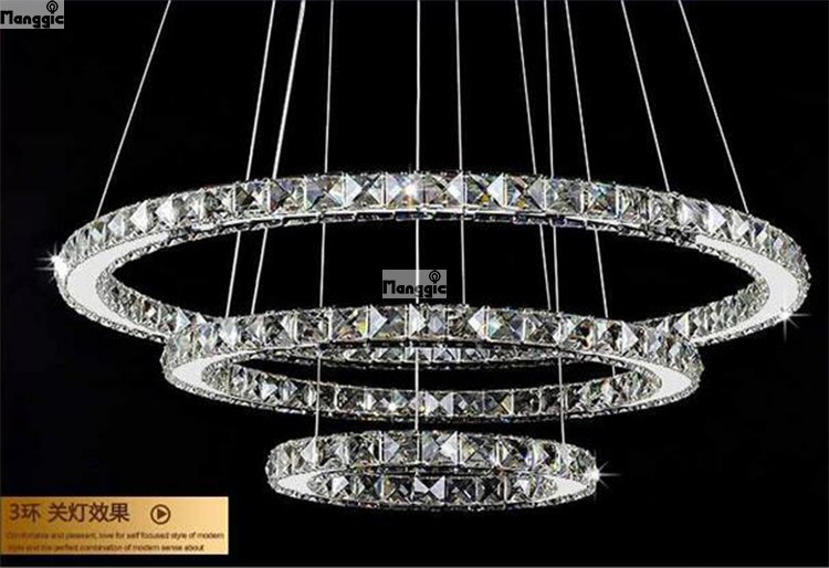 led crystal pendant light cystal pendant lamp led lighting modern lamp md8825-d700+500+300 68w ready stock