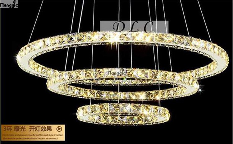 led crystal pendant light cystal pendant lamp led lighting modern lamp md8825-d700+500+300 68w ready stock