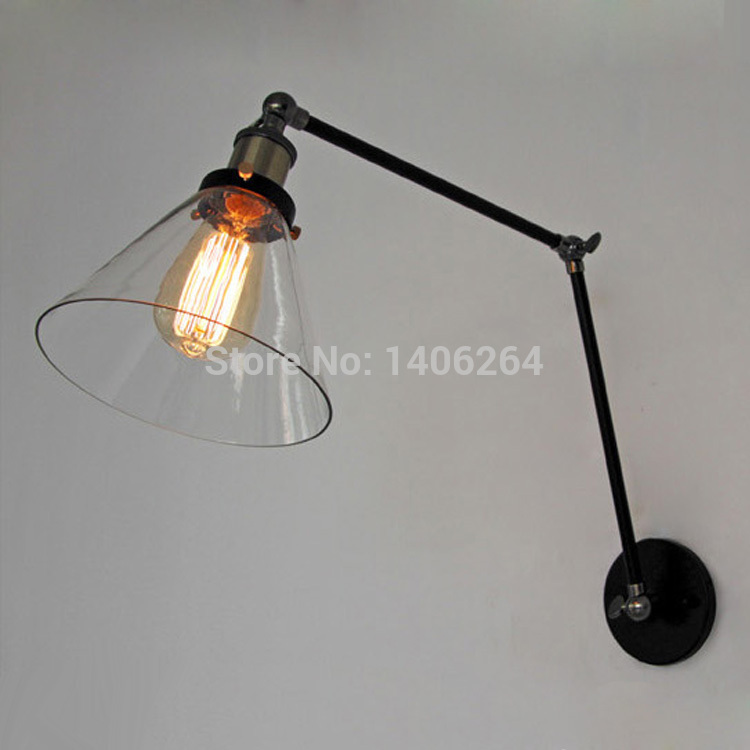 loft american vintage countryside wrought iron glass two-way adjustment wall lamp cafe bar hall club store restaurant corridor