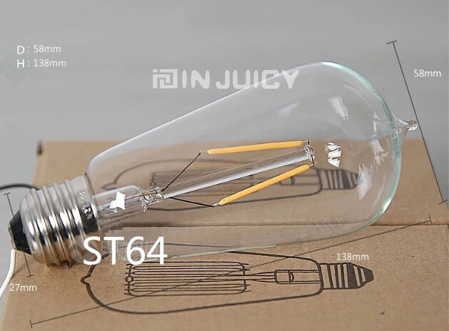 loft vintage retro st64 led 4w e27 filament light bulb old fasioned warm white edison screw bulb