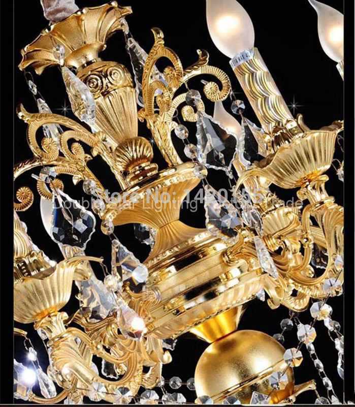 luxurious gold large crystal chandelier lamp / light / lighting fixture 2 tiers with12+6 arms