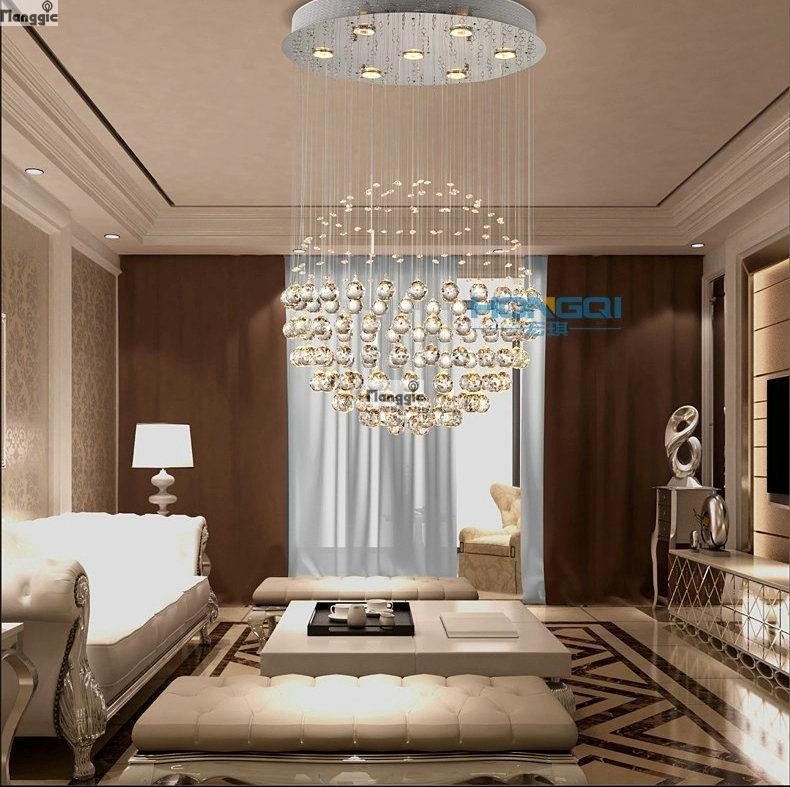 luxury k9 crystal spherical pendant chandeliers lighting fixture with different size