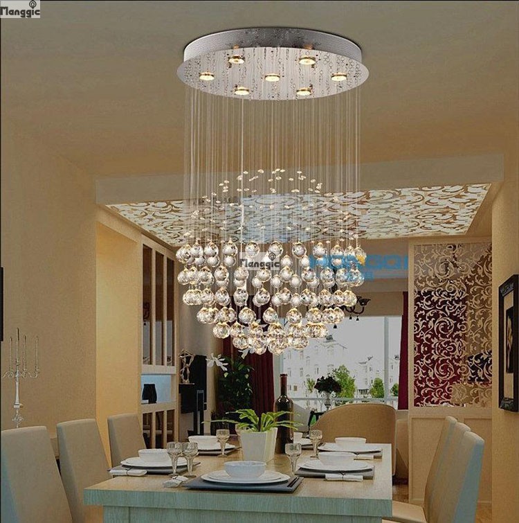 luxury k9 crystal spherical pendant chandeliers lighting fixture with different size