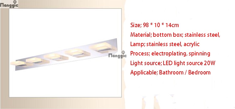 modern 95cm led waterproof warm white / cool white110v-220v bathroom mirror vanity lights 5lights ce/rohs