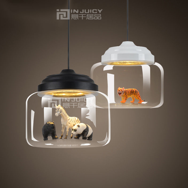 modern animal zoon glass pendant lights fixtures for kid's childre's bedroom bar reading room restaurant home