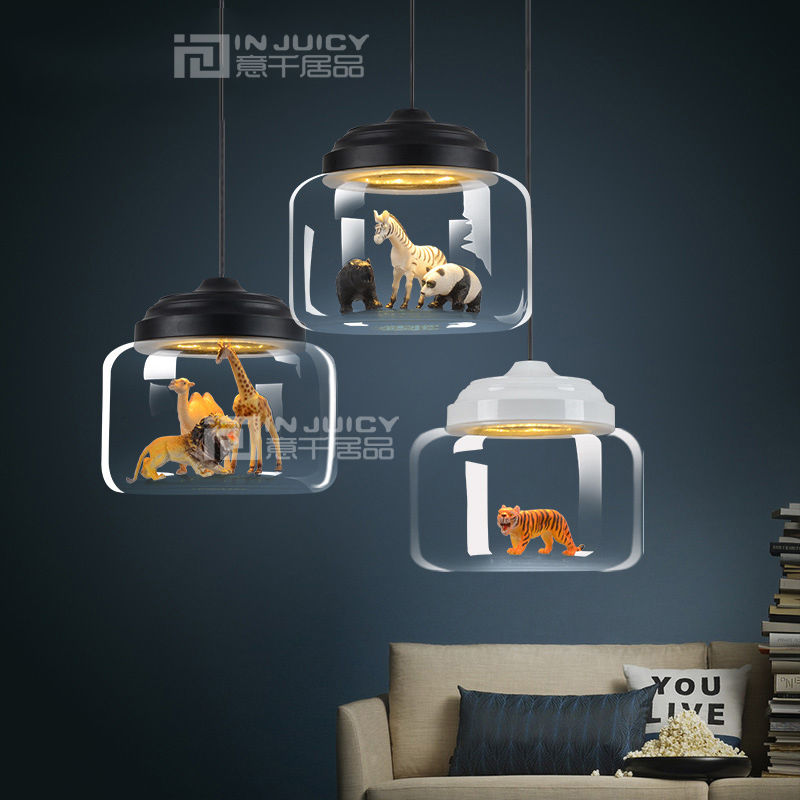 modern animal zoon glass pendant lights fixtures for kid's childre's bedroom bar reading room restaurant home