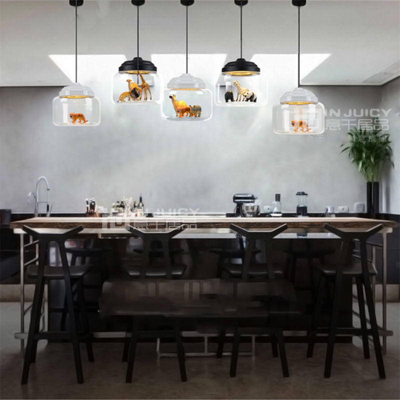 modern animal zoon glass pendant lights fixtures for kid's childre's bedroom bar reading room restaurant home