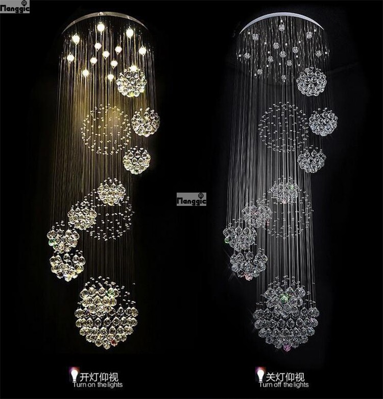 modern chandelier large el lighting d80*h200cm lustre crystal stair lights guarantee