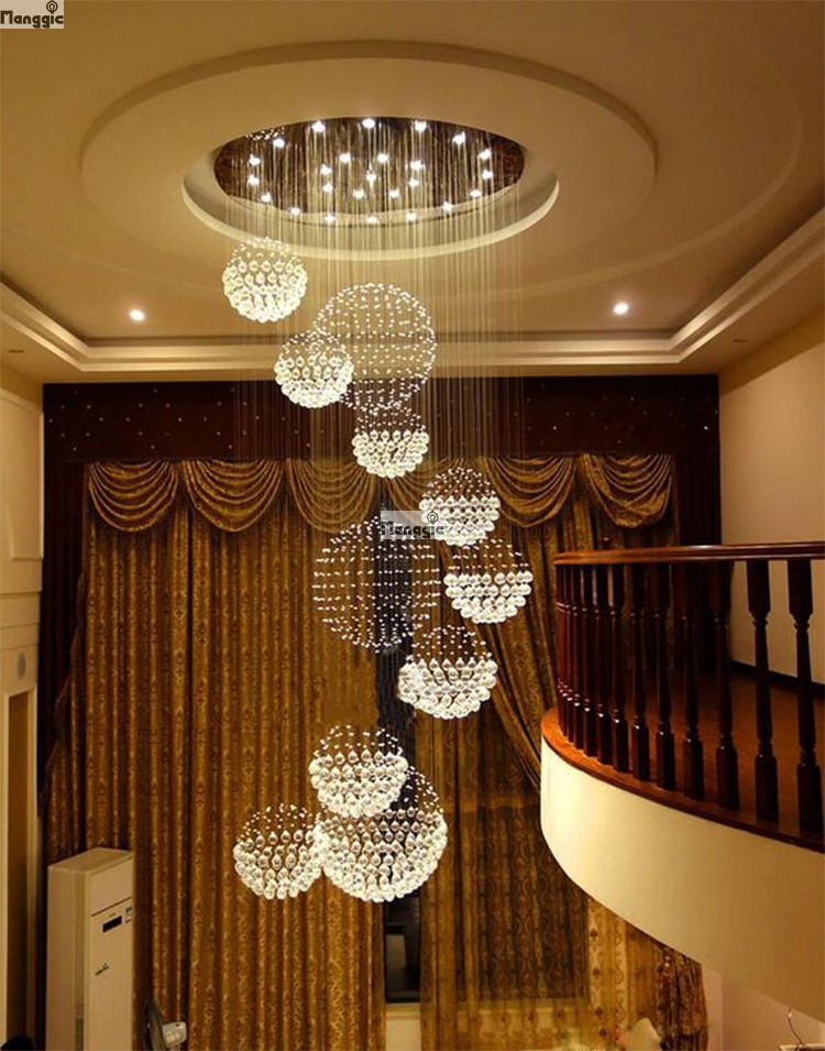 modern chandelier large el lighting d80*h200cm lustre crystal stair lights guarantee