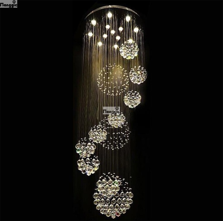 modern chandelier large el lighting d80*h200cm lustre crystal stair lights guarantee