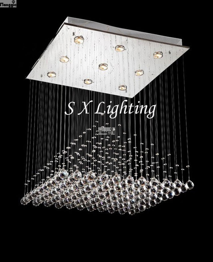 modern chandelier rain drop lighting lamp dining living room square pyramid crystal light hanging wire crystal lamp project