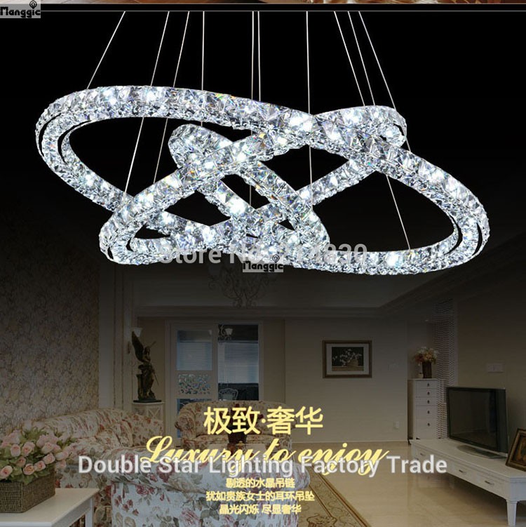 modern crystal chandelier led modern pendant lamp hanging light crystal fixtures 700+500+300mm