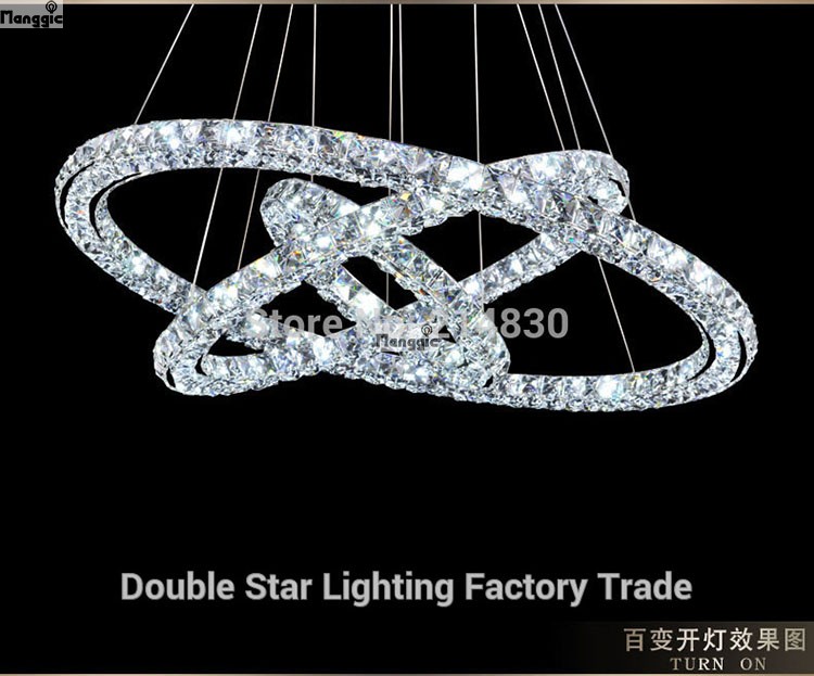 modern crystal chandelier led modern pendant lamp hanging light crystal fixtures 700+500+300mm