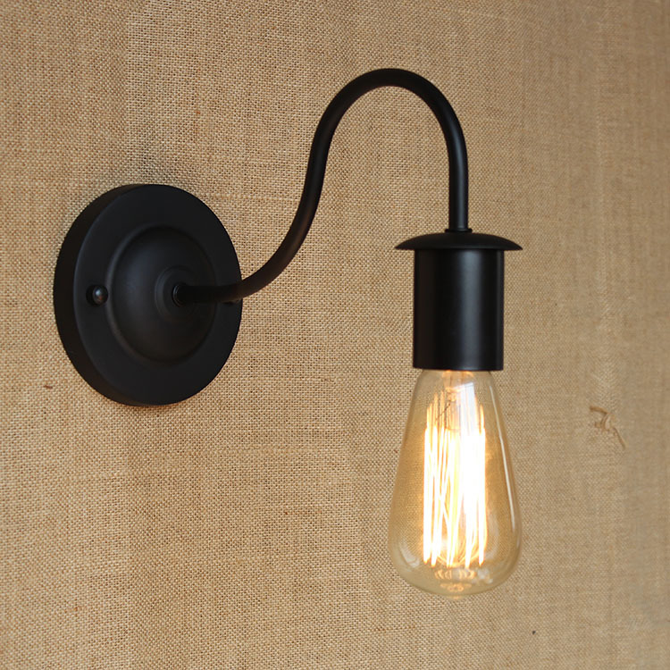 modern industrial vintage black iron edison bulb e27 nordic loft style curve arm hallway retro wall lamps sconce lamp fixtures