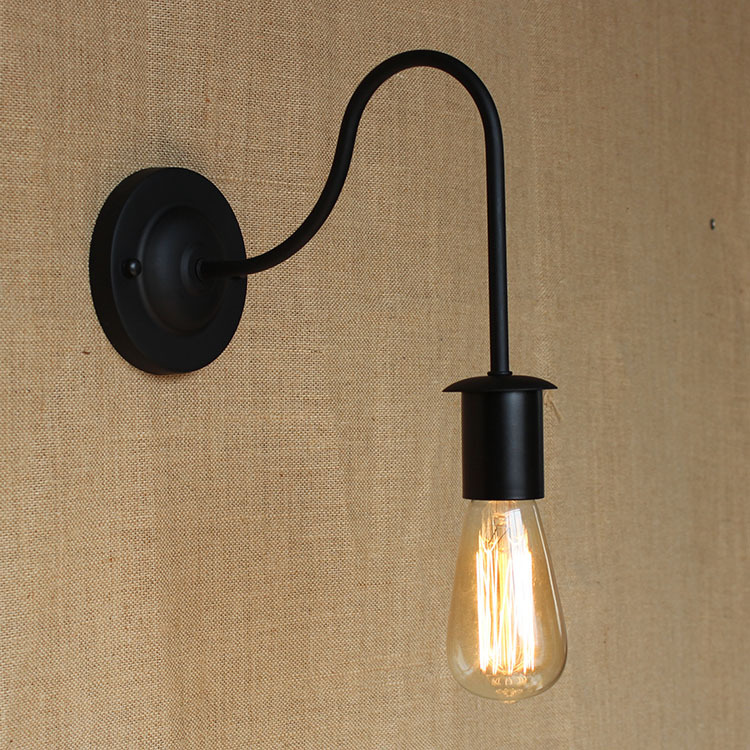 modern industrial vintage black iron edison bulb e27 nordic loft style curve arm hallway retro wall lamps sconce lamp fixtures