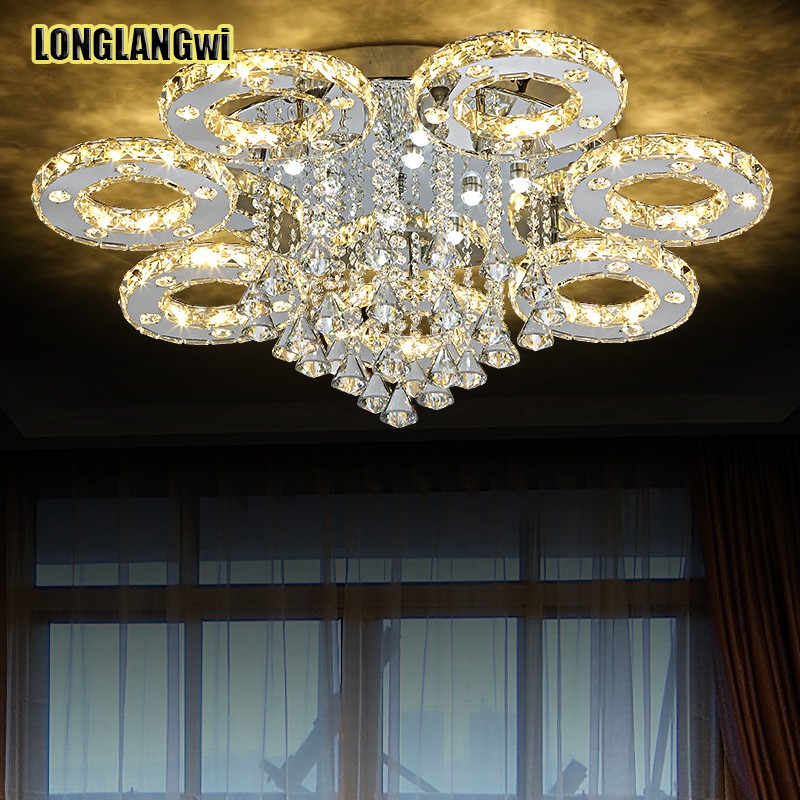 modern k9 led crystal ceiling lights for living room luminaria teto cristal ceiling lamps for home decoration