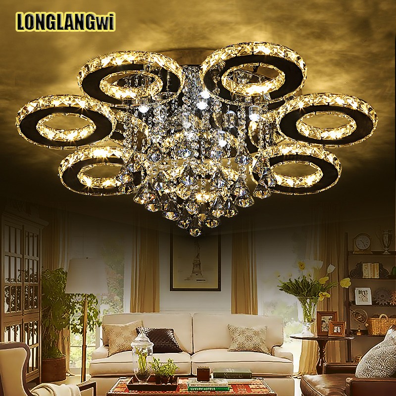 modern k9 led crystal ceiling lights for living room luminaria teto cristal ceiling lamps for home decoration