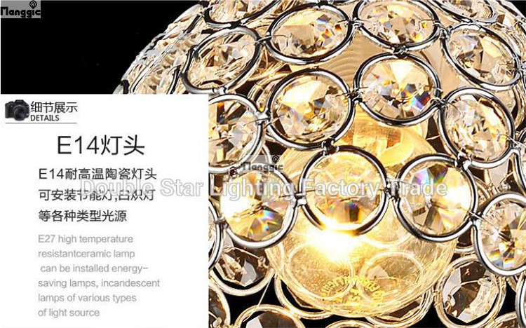 modern k9 small crystal ceiling light living room bedroom lampshade decoration e14 110-240v