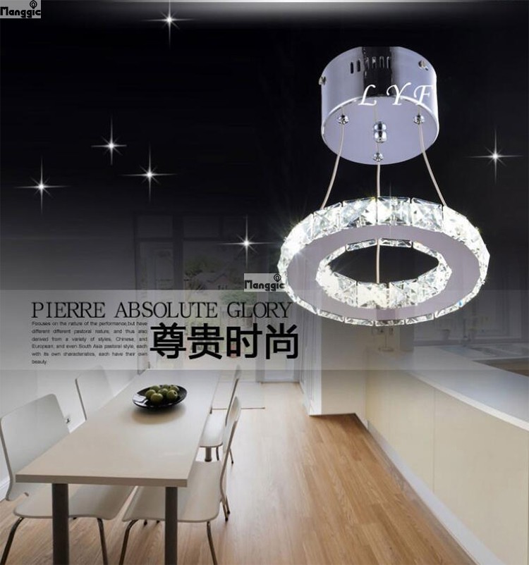 modern led crystal chandelier home lights annular crystal lamp bedroom kitchen living room ring lights d200mm