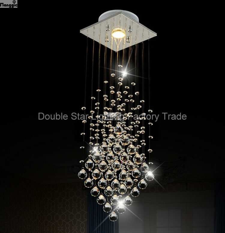 modern luxury crystal chandelier dia200*h750mm simple hanging cord crystal lamp for entrance way aisle home lighting