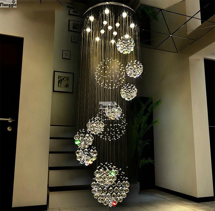 modern luxury villa duplex staircase hall crystal chandelier el restaurant hall big ball crystal chandelier engineering light