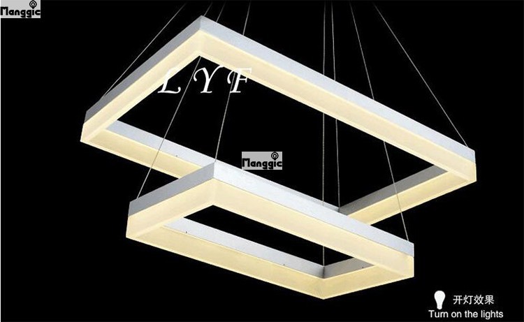 modern square 2 layer acrylic led chandelier lamp home lighting 60+40cm