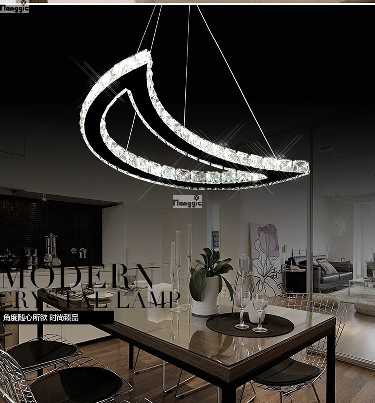 moon crystal led pendant light, 40w, 3 years quality assurance, k9 crystal, modern style for study room or living room