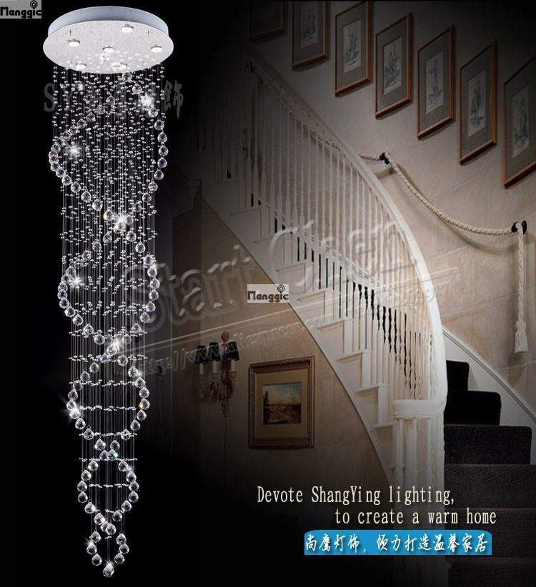 new arrival modern led double helix spiral staircase crystal chandelier duplex villas luxury crystal lamp living room lights