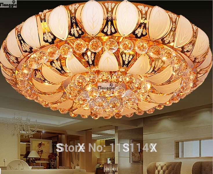 new gold round crystal ceiling lighting lustres lamparas de teto para sala de techo jantar remote controlled ceiling lights lamp