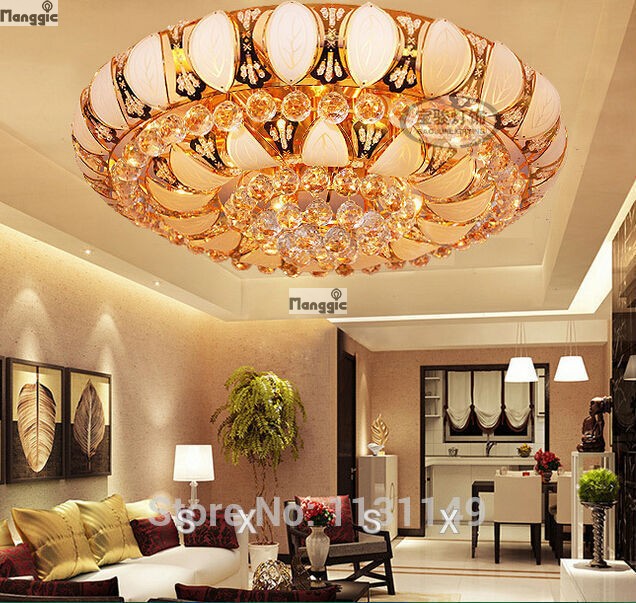 new gold round crystal ceiling lighting lustres lamparas de teto para sala de techo jantar remote controlled ceiling lights lamp