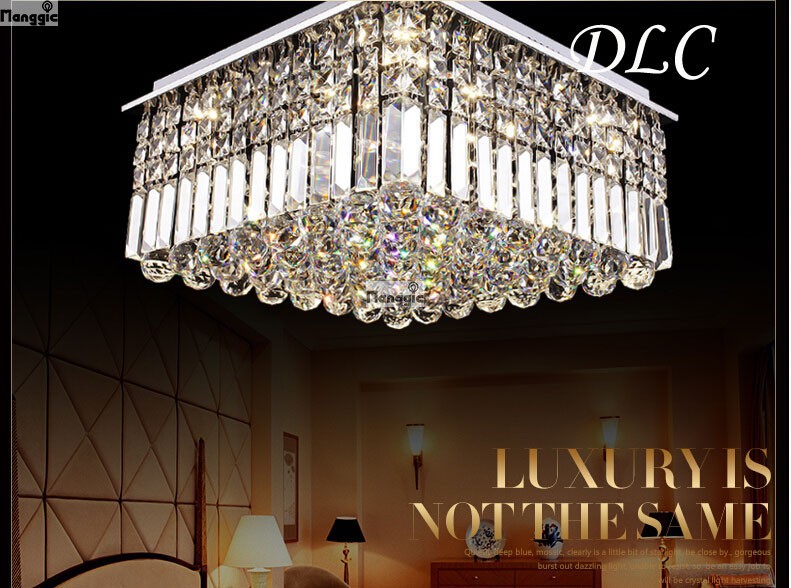 new modern flush mount square clear crystal ceiling light living room bedroom crystal lamp , modern lighting