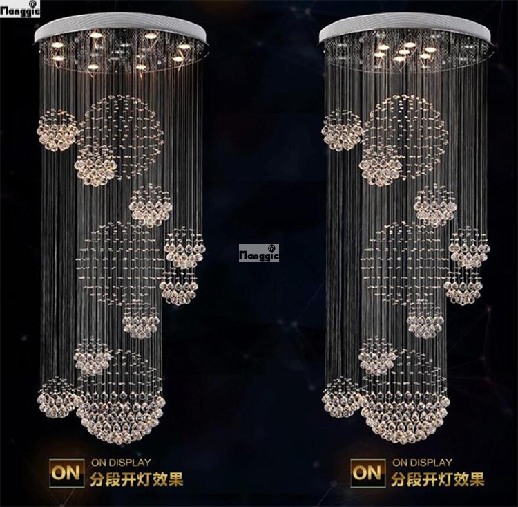 new modern k9 crystal chandelier large el chandelier led crystal staircase light lustre crystal ball design guarantee