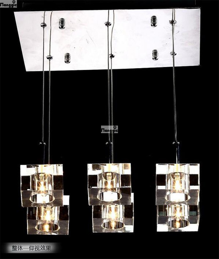 new modern k9 crystal cube chandelier lighting for dining room 6-lights lighting fixture crystal lusters