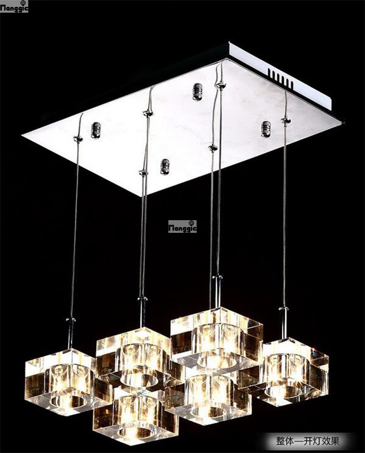 new modern k9 crystal cube chandelier lighting for dining room 6-lights lighting fixture crystal lusters