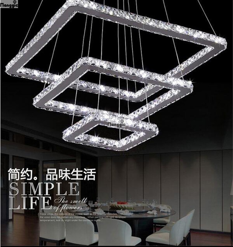 new modern led crystal chandeliers light fixtures(4 kinds of size) square shape guaranteed