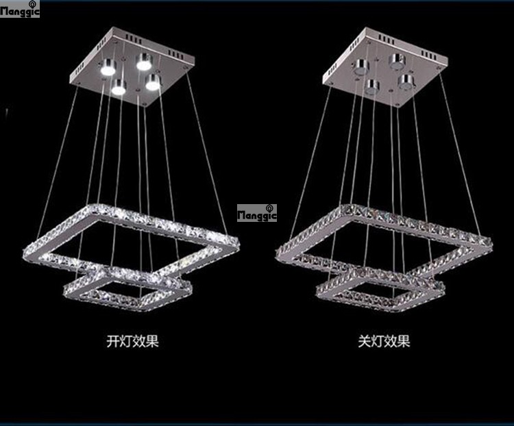 new modern led crystal chandeliers light fixtures(4 kinds of size) square shape guaranteed