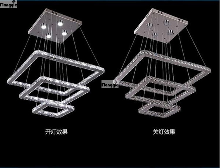 new modern led crystal chandeliers light fixtures(4 kinds of size) square shape guaranteed