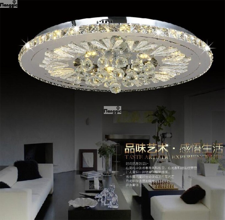 new modern slim round led crystal ceiling lights home lighting with luxury crystal balls dia400*h80mm