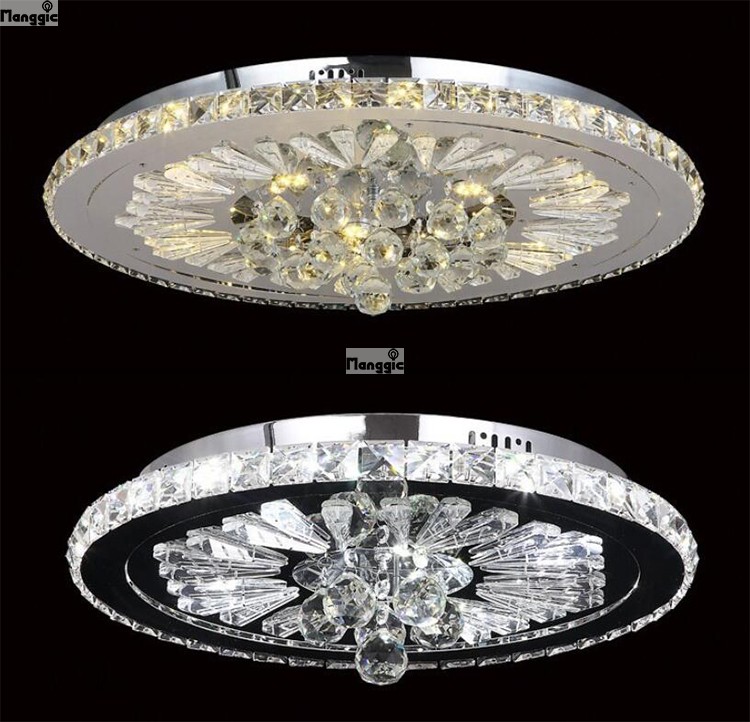 new modern slim round led crystal ceiling lights home lighting with luxury crystal balls dia400*h80mm