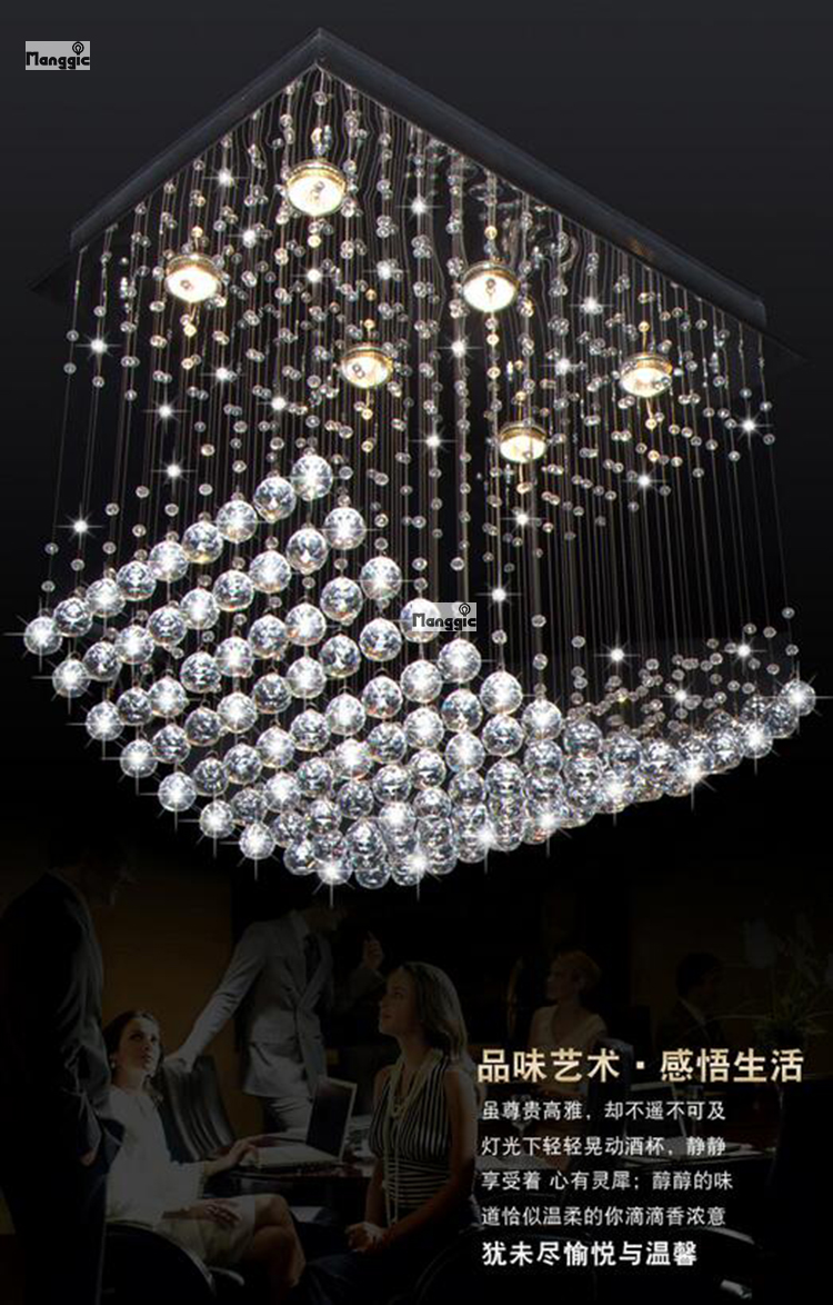 new popular square wave crystal chandelier living room lamp ,modern lighting l550*w350*h550mm