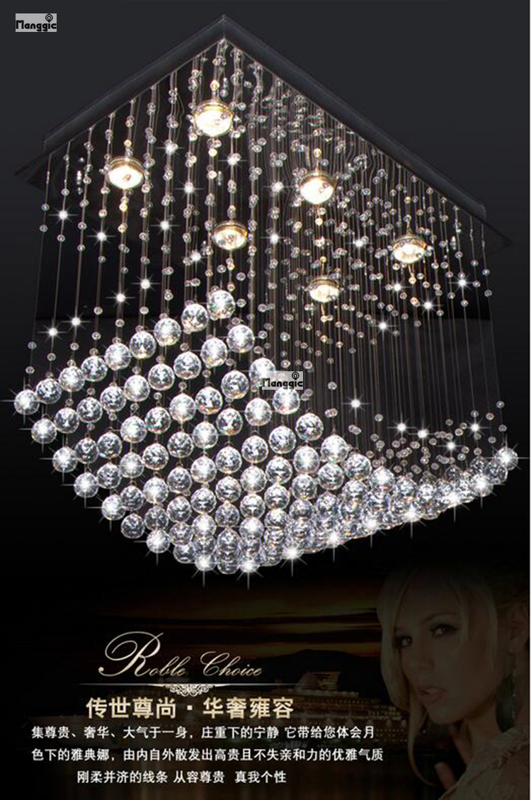 new popular square wave crystal chandelier living room lamp ,modern lighting l550*w350*h550mm