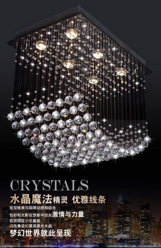 new popular square wave crystal chandelier living room lamp ,modern lighting l550*w350*h550mm