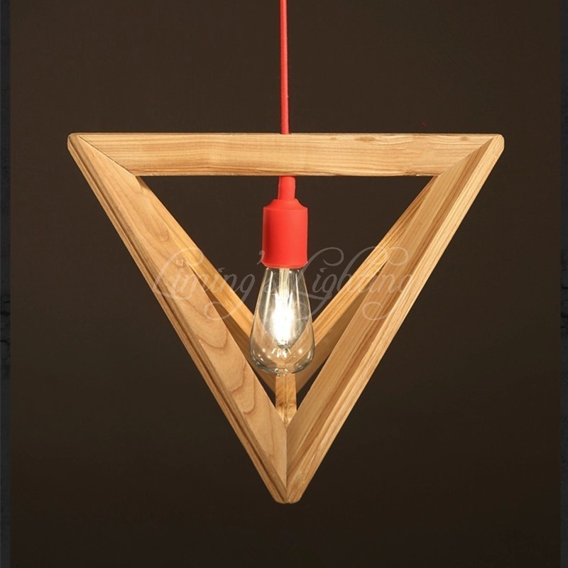 nordic triangle chandelier art cafe solid oak wood wooden e27 pendant lamp light creative for restaurant home 110v~220v