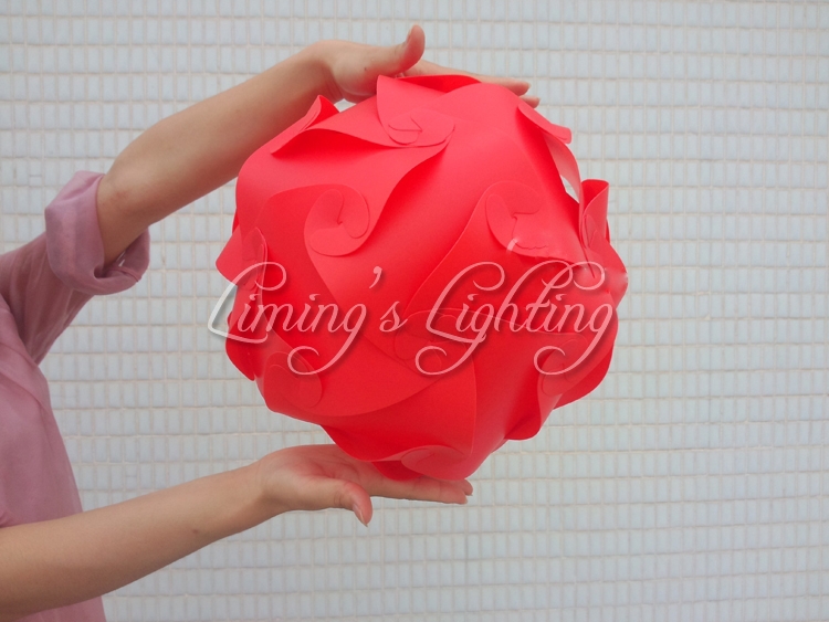 red 25cm/30cm/40cm modern diy elements iq jigsaw puzzle ze ceiling chandelier pendant lamp flower ball light lighting 110-240v