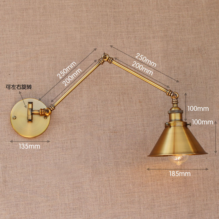 rh rustic brass loft style industrial wall lamp vintage adjustable long swing arm light fixtures wall sconces arandela lighting